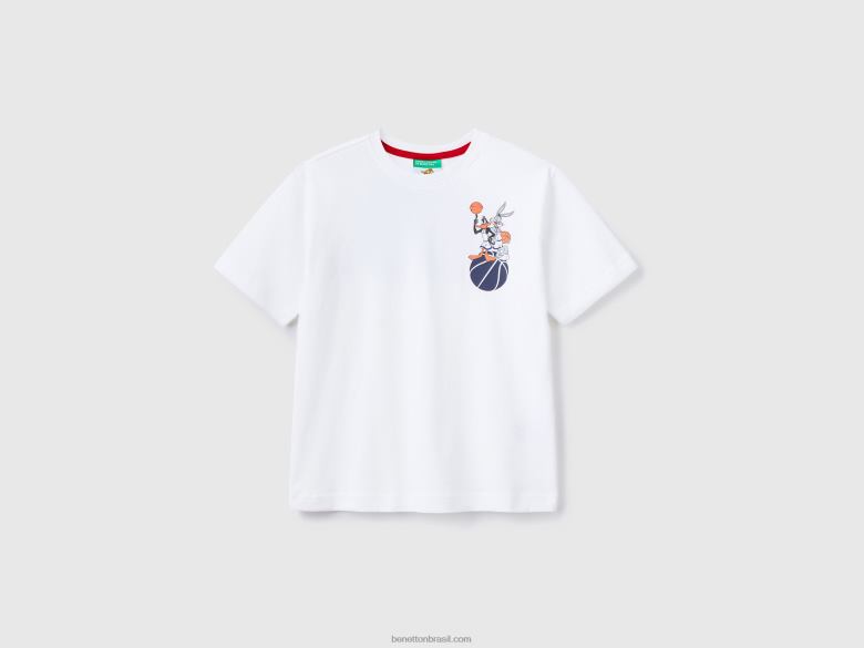 crianças camiseta com estampa de foto space jam Benetton R8L4P1659 branco