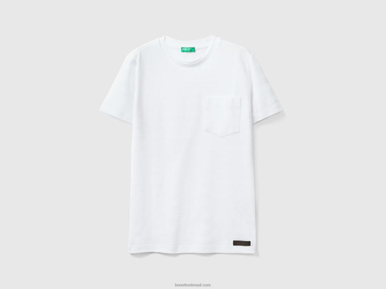 crianças camiseta jacquard com bolso Benetton R8L4P1689 branco
