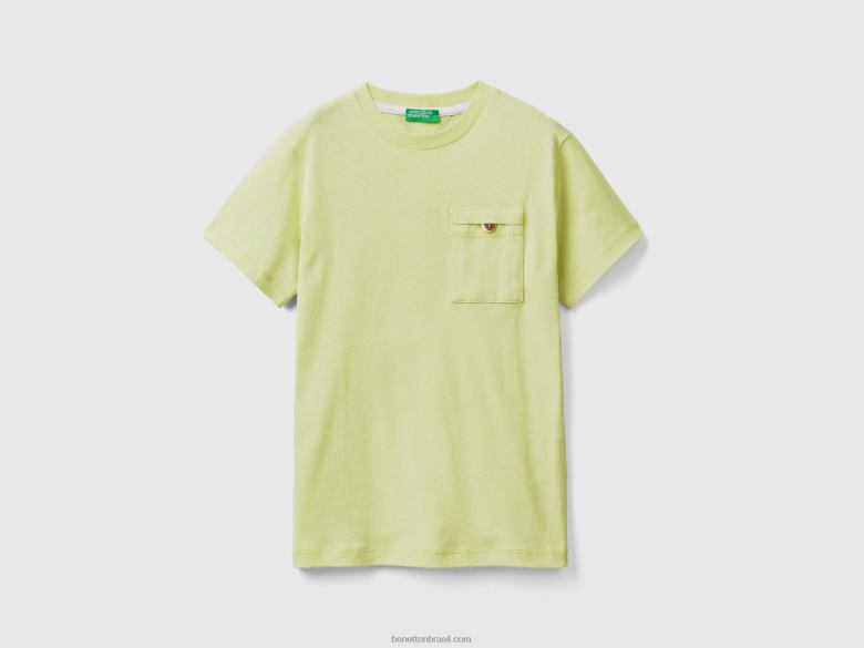 crianças camiseta linho com bolso Benetton R8L4P1748 Lima