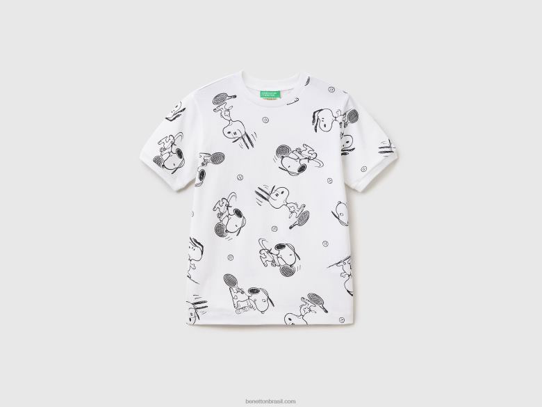 crianças camiseta snoopy manga curta Benetton R8L4P1697 branco