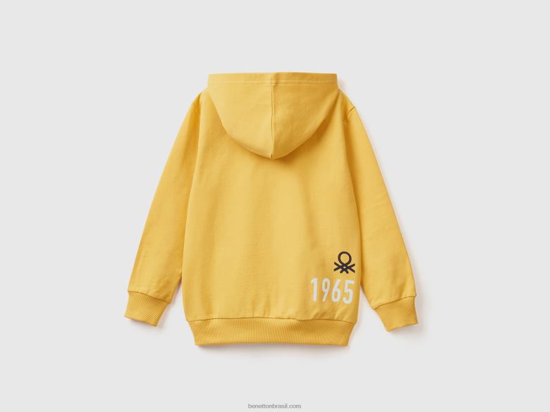 crianças moletom 100% algodão Benetton R8L4P1822 amarelo