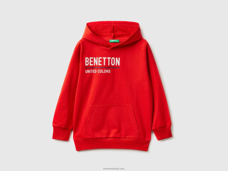 crianças moletom 100% algodão Benetton R8L4P1833 vermelho