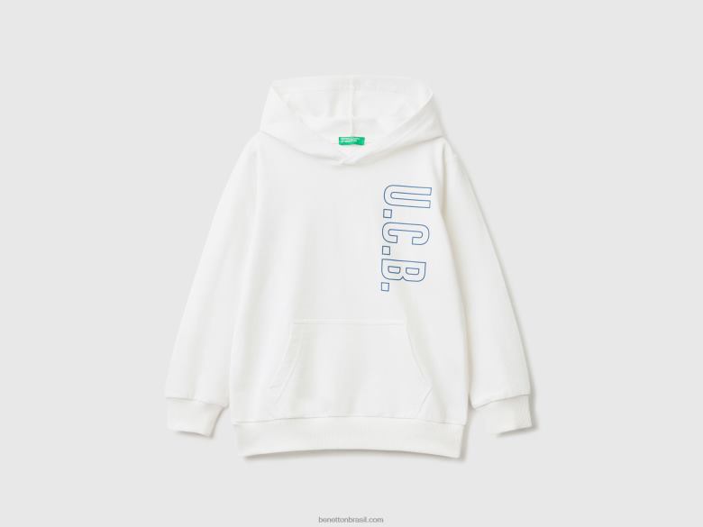 crianças moletom 100% algodão Benetton R8L4P4864 branco
