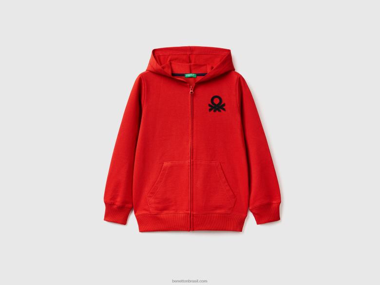 crianças moletom com zíper Benetton R8L4P4872 vermelho