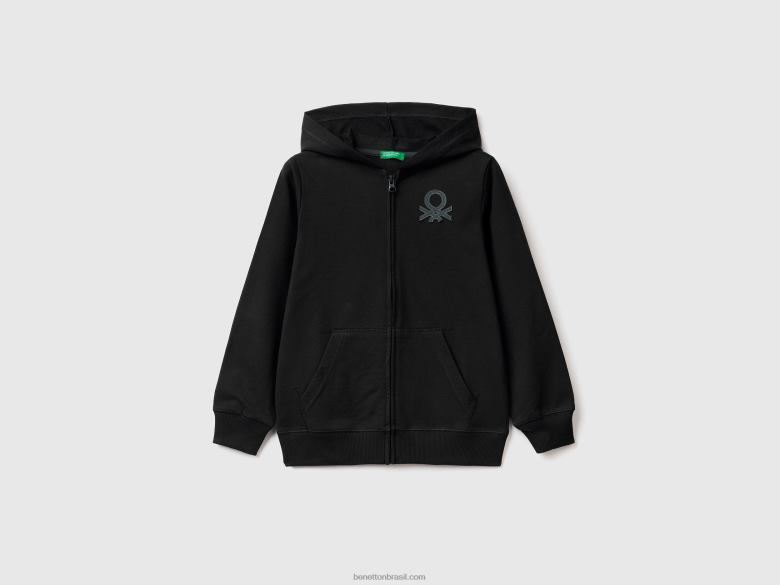 crianças moletom com zíper Benetton R8L4P4873 preto
