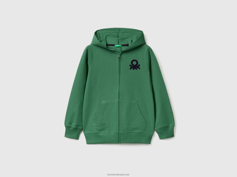 crianças moletom com zíper Benetton R8L4P4881 verde escuro