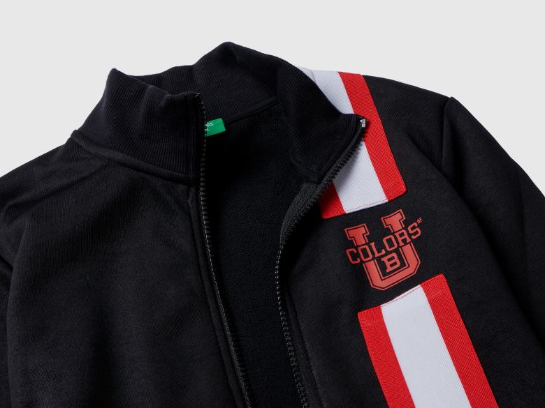 crianças sweatshirt em tecido técnico com fecho de correr Benetton R8L4P4865 preto