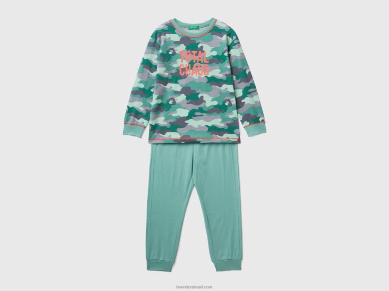 crianças pijama com estampa relâmpago Benetton R8L4P2053 verde