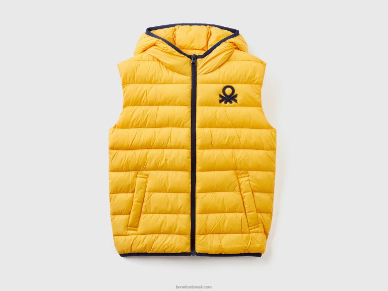 crianças jaqueta acolchoada com capuz Benetton R8L4P4755 amarelo