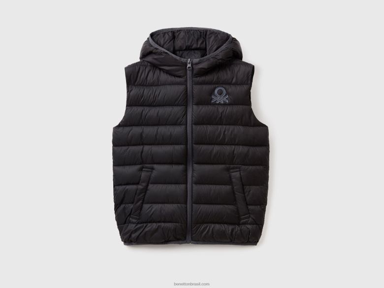 crianças jaqueta acolchoada com capuz Benetton R8L4P4762 preto