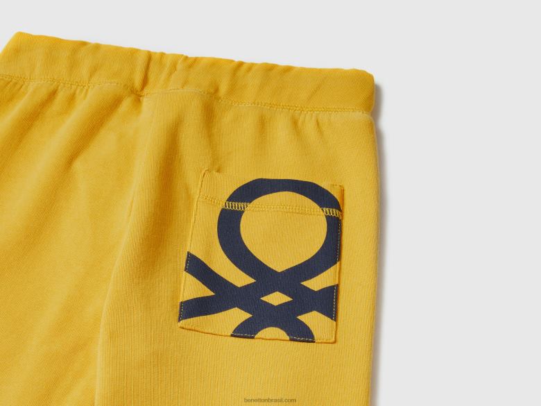 crianças calça de moletom 100% algodão Benetton R8L4P1900 amarelo