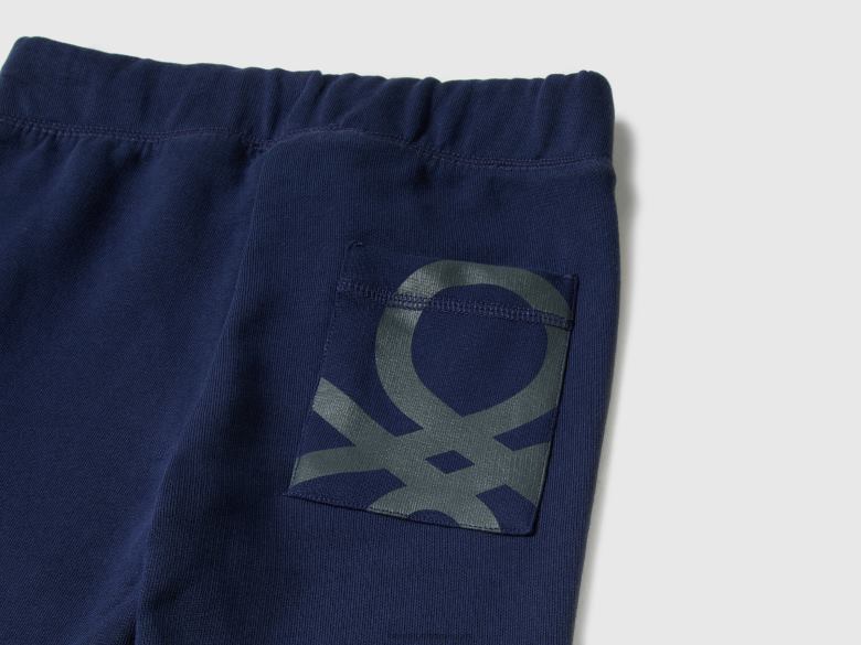 crianças calça de moletom 100% algodão Benetton R8L4P1941 azul escuro