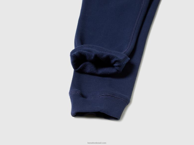 crianças calça de moletom 100% algodão Benetton R8L4P1941 azul escuro