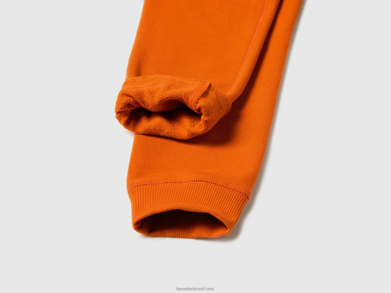 crianças calça de moletom 100% algodão Benetton R8L4P4915 laranja