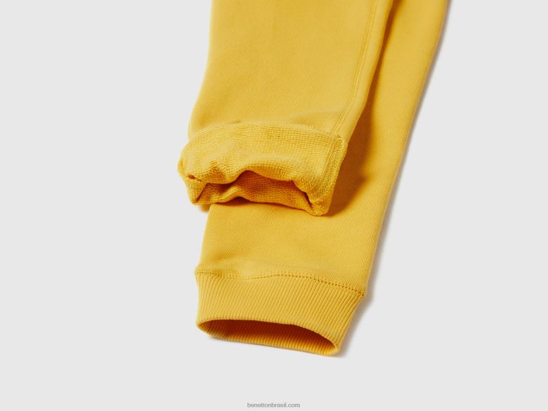 crianças calça de moletom 100% algodão Benetton R8L4P4918 amarelo