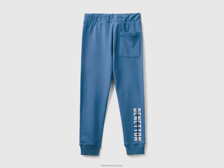 crianças calça de moletom com logotipo Benetton R8L4P1907 azul claro