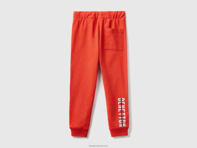 crianças calça de moletom com logotipo Benetton R8L4P1927 vermelho