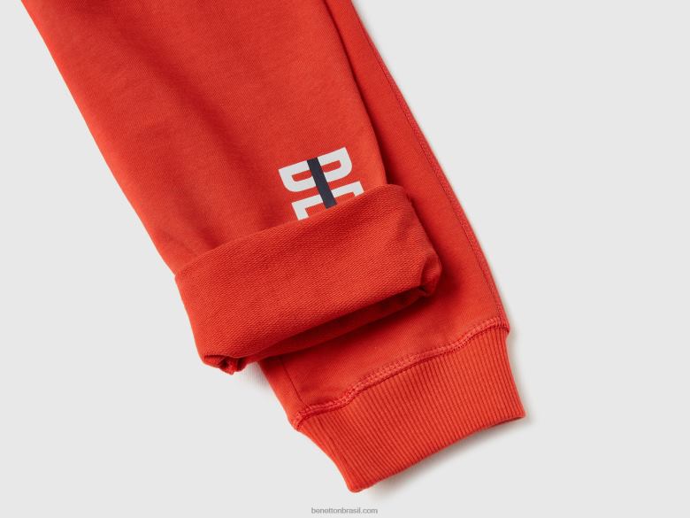 crianças calça de moletom com logotipo Benetton R8L4P1927 vermelho
