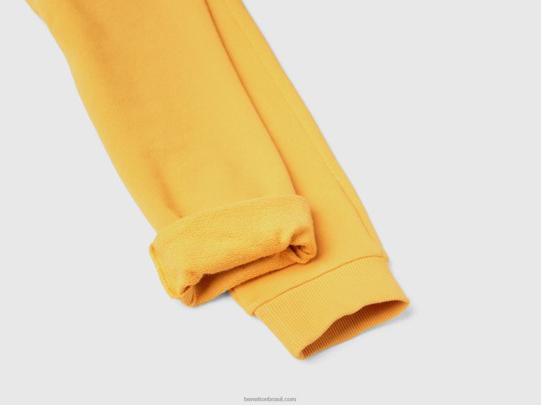 crianças calça esportiva com cordão Benetton R8L4P1933 amarelo
