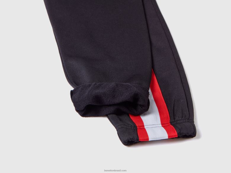 crianças joggers em tecido técnico Benetton R8L4P1909 preto