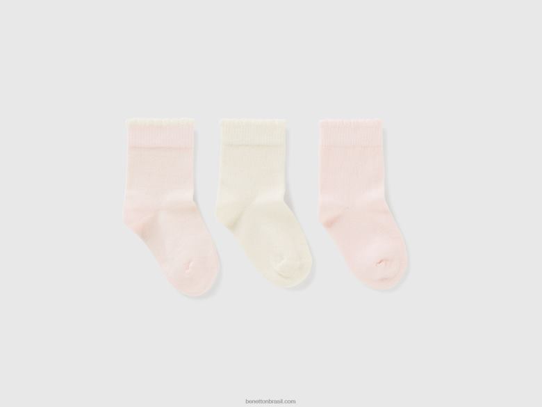 crianças conjunto de meia em tons de rosa Benetton R8L4P3313 rosa