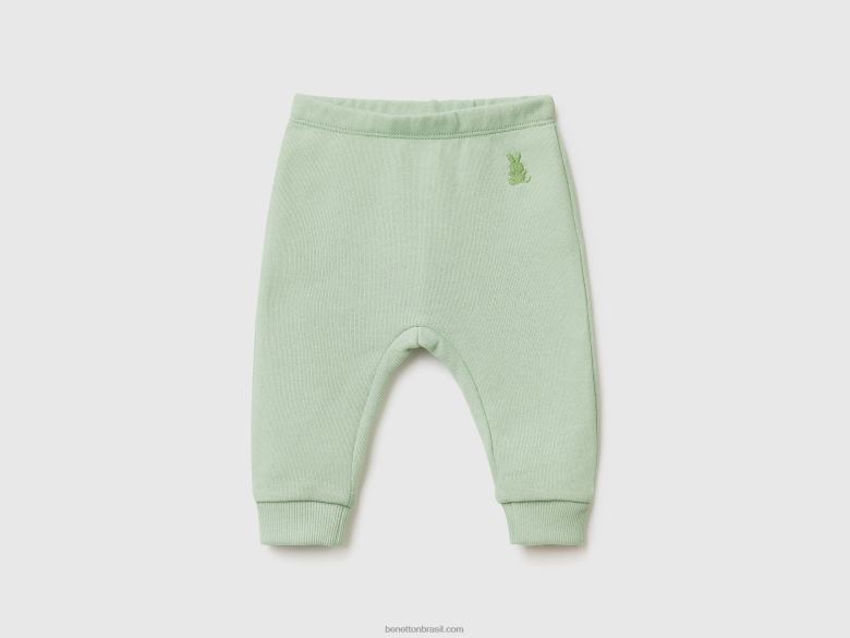 crianças calça de moletom em algodão orgânico Benetton R8L4P3258 luz verde