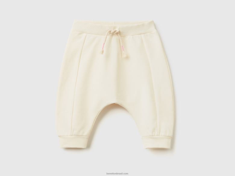 crianças calça de moletom leve Benetton R8L4P3256 branco cremoso