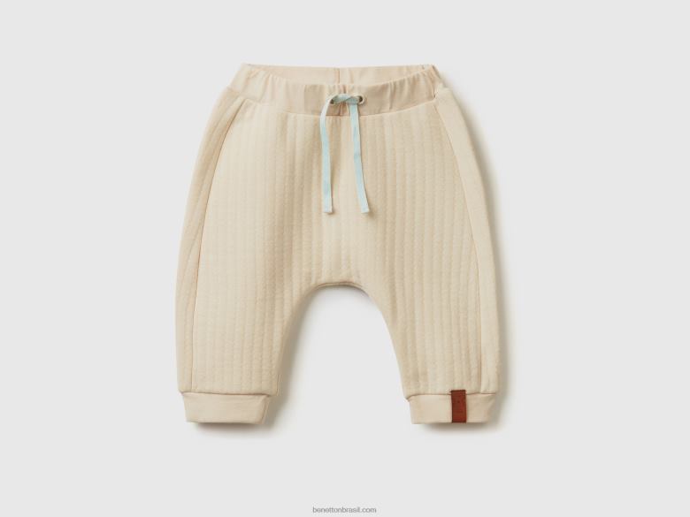 crianças calças acolchoadas Benetton R8L4P3221 baunilha