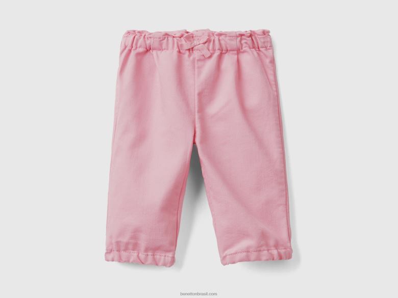 crianças calças com cintura franzida Benetton R8L4P3254 rosa
