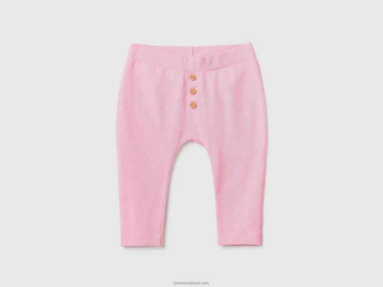crianças leggings estampadas de algodão Benetton R8L4P3232 rosa