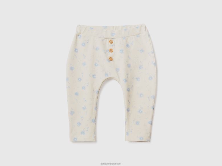 crianças leggings estampadas de algodão Benetton R8L4P3233 baunilha