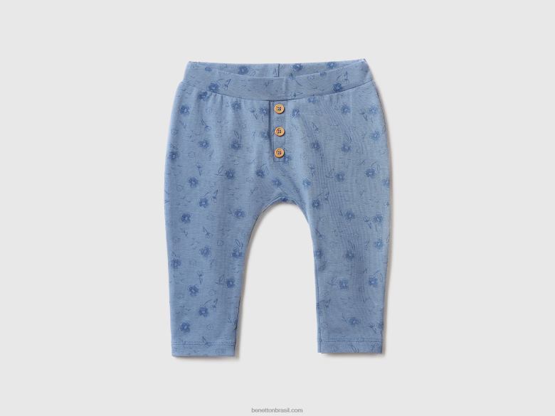 crianças leggings estampadas de algodão Benetton R8L4P3234 pervinca