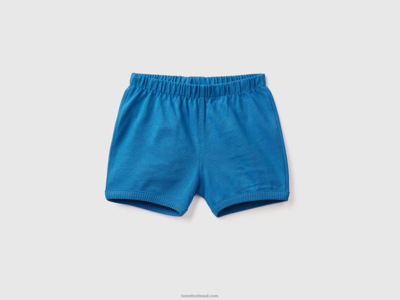 crianças shorts com patch nas costas Benetton R8L4P5938 azul claro