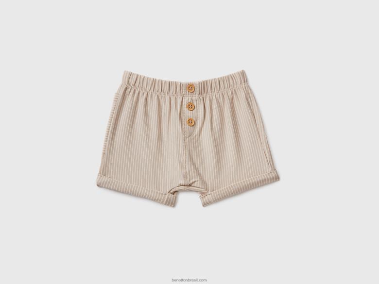 crianças shorts listrados Benetton R8L4P3231 bege