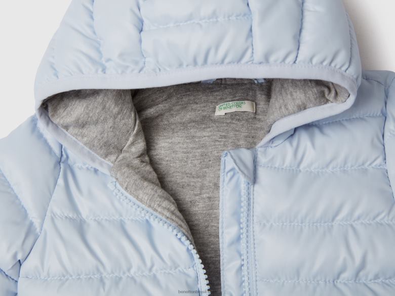 crianças casaco com orelhas em tecido técnico Benetton R8L4P5744 céu azul