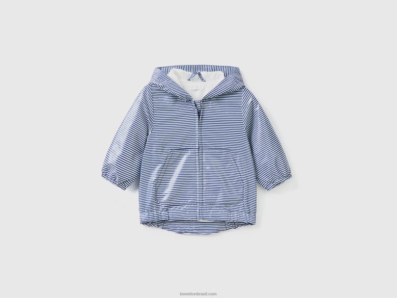 crianças jaqueta estampada com capuz Benetton R8L4P3066 azul