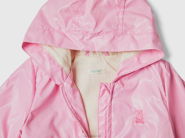 crianças jaqueta leve com capuz Benetton R8L4P3068 rosa