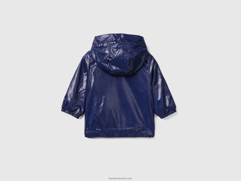 crianças jaqueta leve com capuz Benetton R8L4P3069 azul escuro