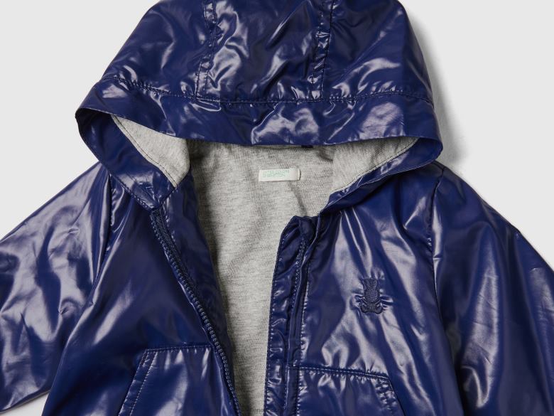 crianças jaqueta leve com capuz Benetton R8L4P3069 azul escuro