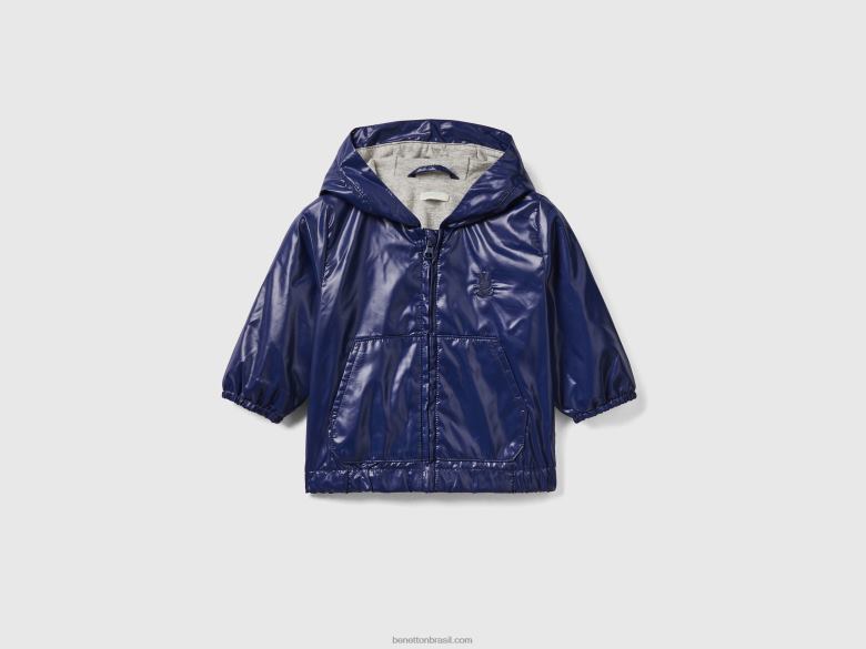 crianças jaqueta leve com capuz Benetton R8L4P5733 azul escuro