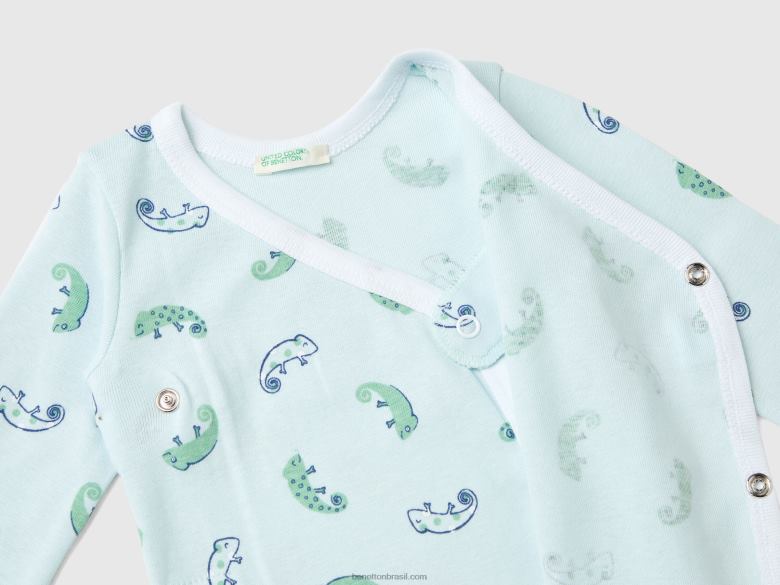 crianças dois bodys de manga comprida em algodão orgânico Benetton R8L4P3187 céu azul