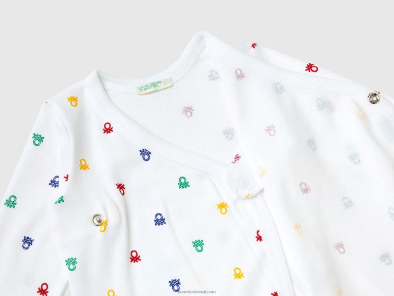 crianças dois bodys de manga comprida em algodão orgânico Benetton R8L4P3188 multicolorido