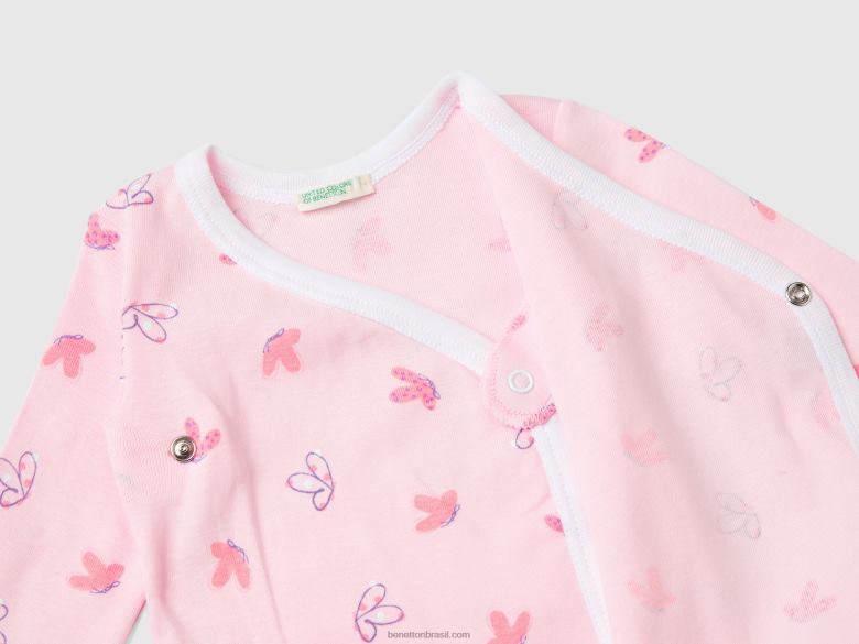 crianças dois bodys de manga comprida em algodão orgânico Benetton R8L4P5884 Rosa suave