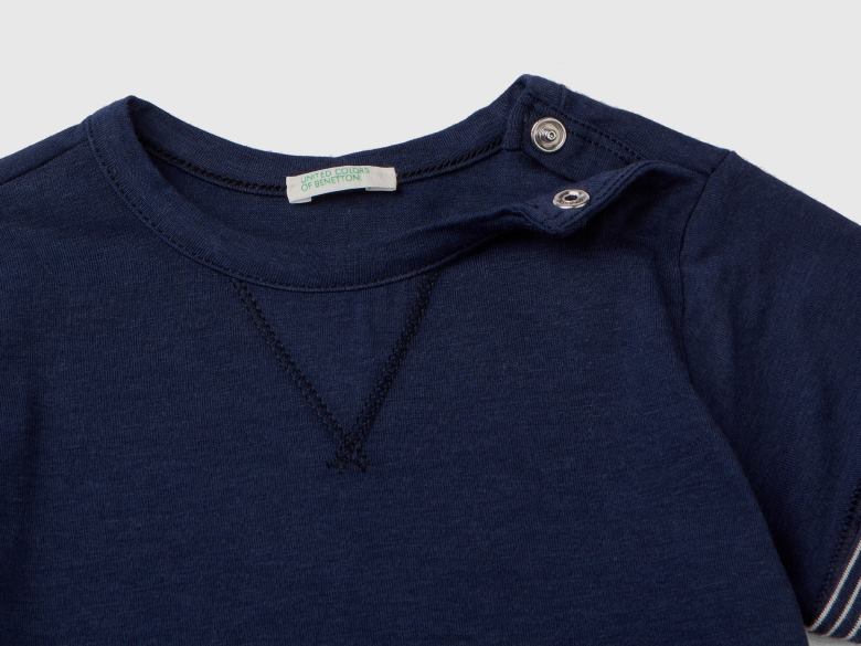 crianças camiseta com lapelas listradas Benetton R8L4P5808 azul escuro