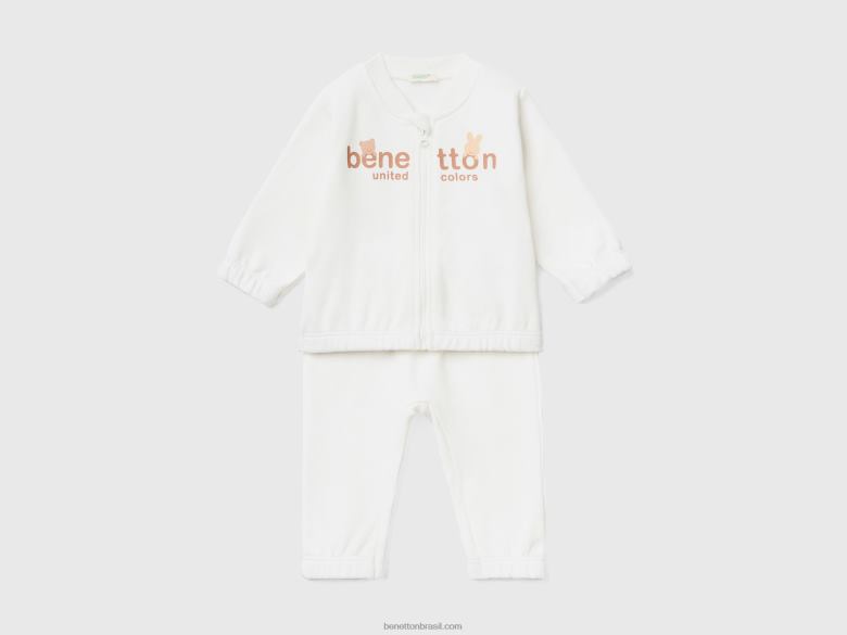 crianças roupa de esportes de suor Benetton R8L4P3089 branco cremoso