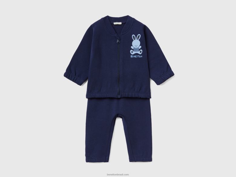 crianças roupa de esportes de suor Benetton R8L4P5747 azul escuro