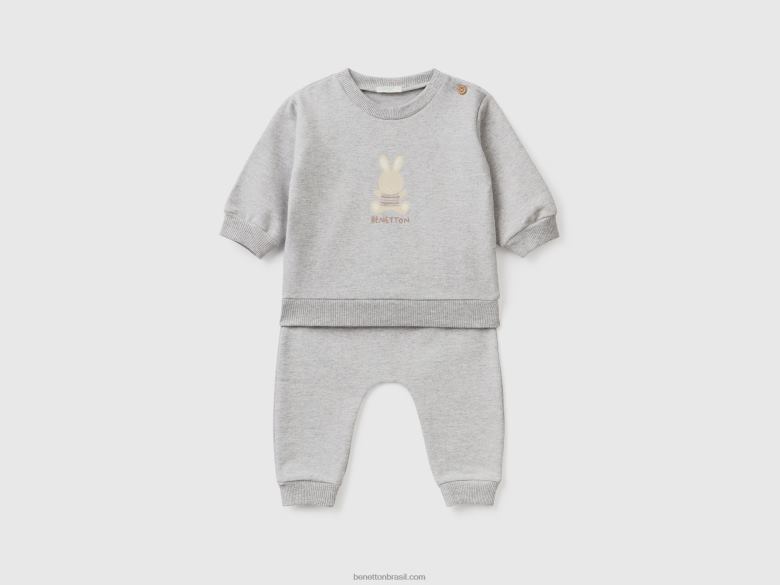 crianças roupa de suor leve Benetton R8L4P5757 cinza