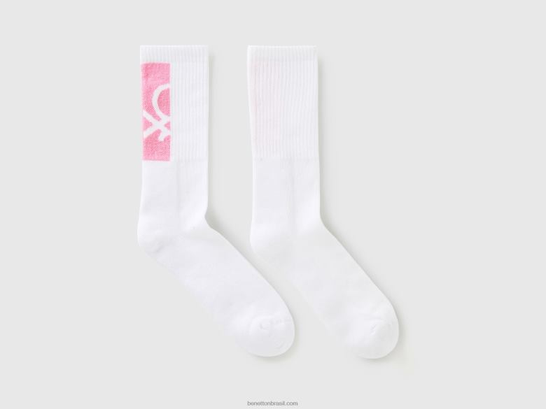 homens meias felpudas com logo Benetton R8L4P885 branco