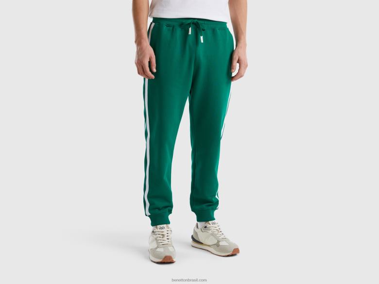 homens joggers com bandas laterais Benetton R8L4P4637 verde escuro