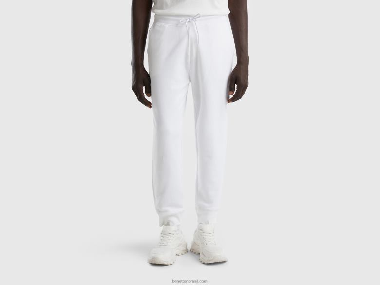 homens sweat jogger em 100% algodão Benetton R8L4P1444 branco